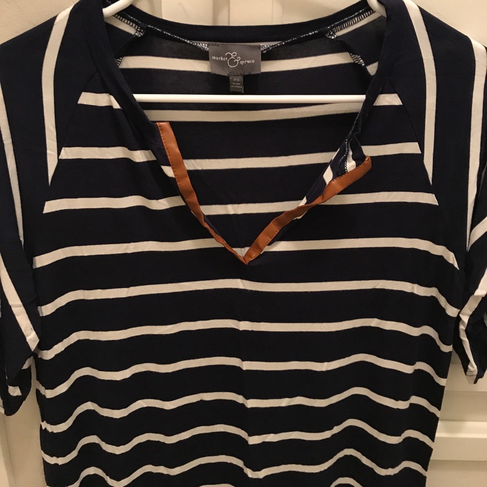 Navy blue and white striped top